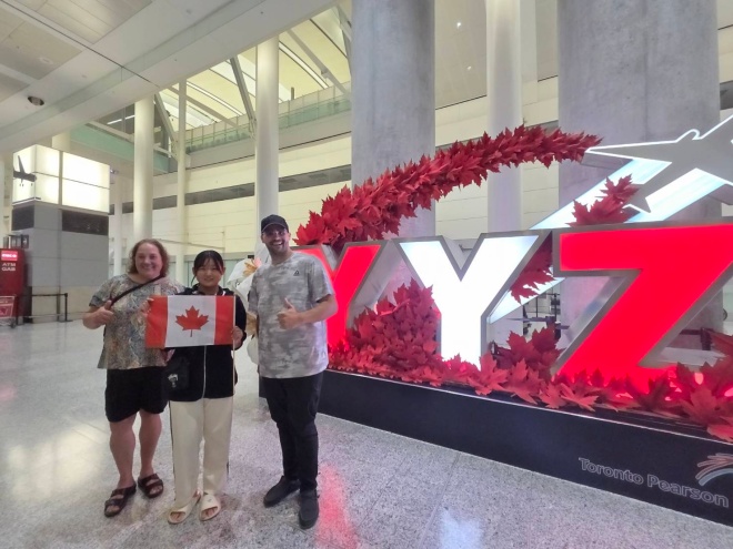 元交換学生のディラン委員長が空港で迎えに来てくれました